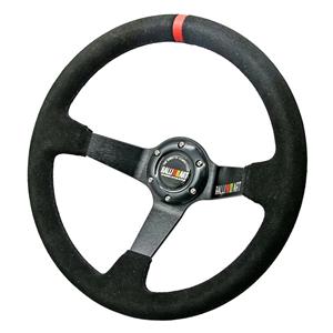 Momo 350mm Universal Black Suede Deep Dish  Steering Wheel