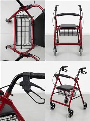 Red 4-Wheel Mobility Rollator / Walker with Seat & Basket