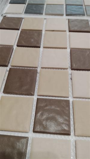 Mosaic Tiles Brown Ivory and Beige mix