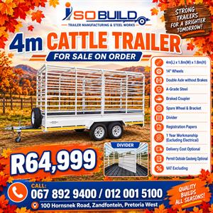 4m Cattle Trailer for sale on order