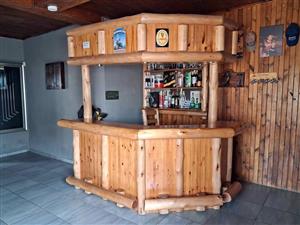 Solid Wood Rustic Bar – Full Setup