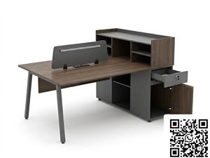 Modern 2-Way Office Workstation Desk – Walnut & Charcoal - DAA7112