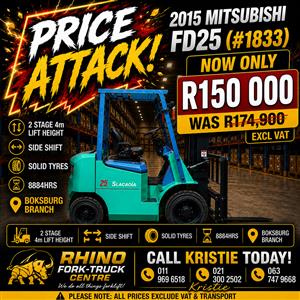Diesel Forklift 2015 Mitsubishi FD25 (1833)