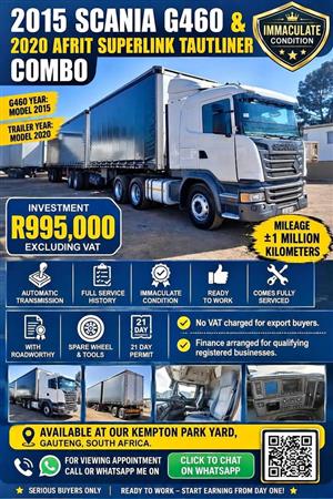 Scania G460 2015 & Afrit Superlink Tautliner Trailer 2020 Combo 