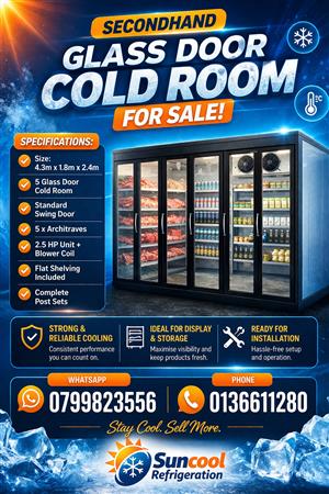 Secondhand glass door cold room 