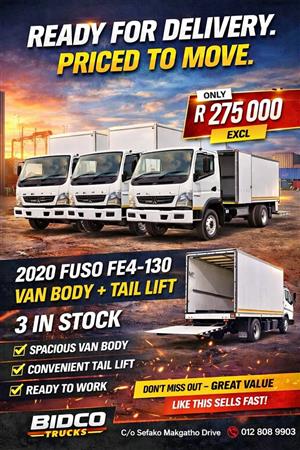 2020 2020 Fuso FE4-130  Van Body Truck with Tail Lift