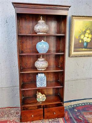 Vintage Dark‑Wood Display Cabinet with Shelves & Drawers