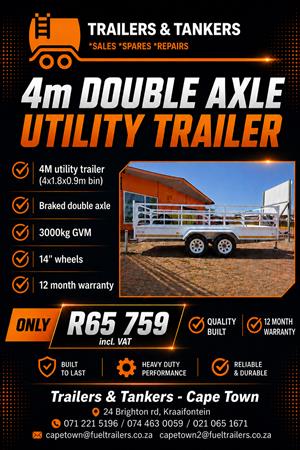 4 meter double axle utility trailer