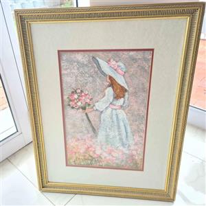 Size of frame 56cm x 71cm Elain Britz Painting on rice paper Montana Park