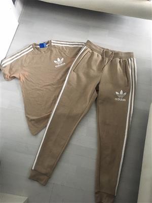 beige adidas joggers