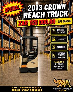 2013 Crown Reach Truck 11.5m Lift ESR S200