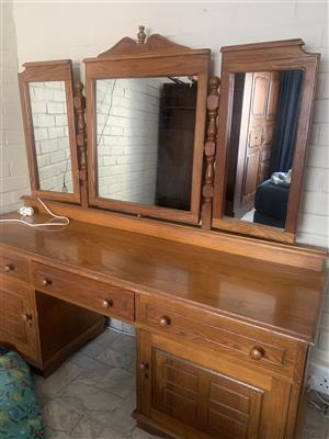 Solid Oak Bedroom suite (includes Headboard & Dressing table)