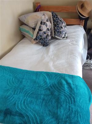 Single wooden bed & board