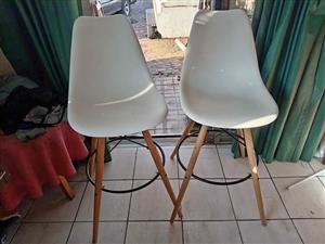 Set of High Chairs and Wooden Coffee Table