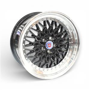 17″ TWC411 5/100 Gloss Black Machine Lip With Rivets Alloy Wheels