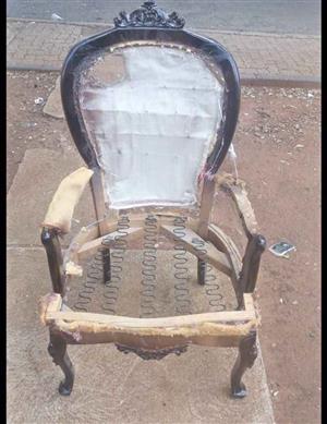 BEAUTIFUL  ANTIQUE Single chair Frame - Unique Wood carving detail. CRESTA RANDBURG 