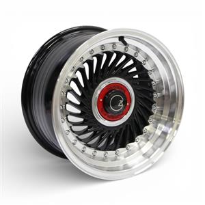 15″ M8631 4/100 & 4/108 Black Machined Lip Alloy Wheels