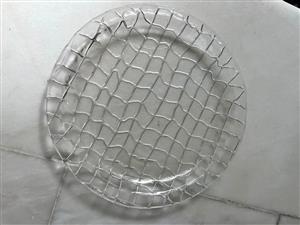 Round glass serving platters . Good condition. Collect in Seapoint