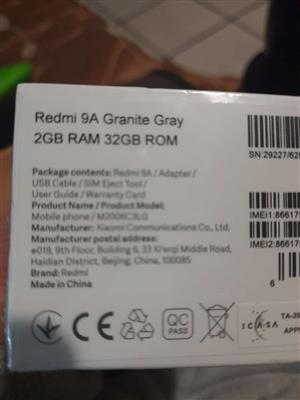 Hi I have a redmi 9A sellfone brnd new in box that's still seald 