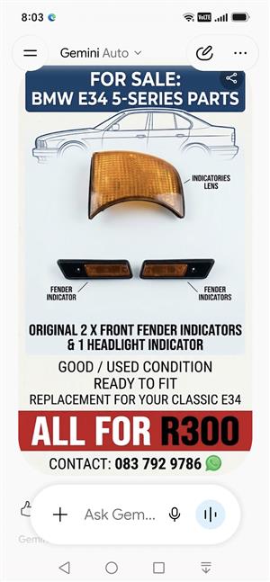 BMW E34 5 SERIES INDICATORS X 3 