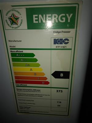 KIC fridge, white in colour. Second hand brand new 