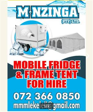 Mobile Fridge and Frame Tent for Hire