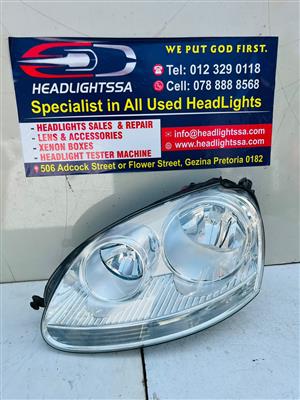 VW Golf 5 left side standard headlight (chrome) 
