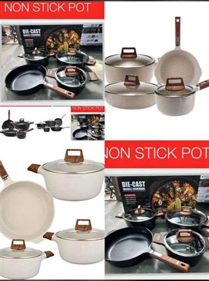 Die-cast Marble non-stick cookware set  Online orders contact for price