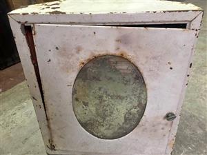 Antique steel, corner bathroom cabinet