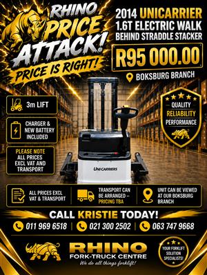 Straddle Stacker 1 Uni Carrier 1.6T Electric Walk Behind 