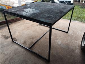 BLACK STEEL AND WOOD WORK TABLE , POTTING TABLE,CUTTING TABLE, GENERAL WORK TAB