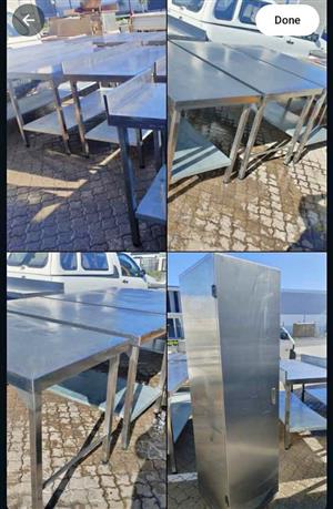 Commercial Stainless Steel prep tables and storage cabinet