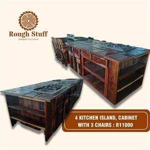 Kitchen Island, cabinet with 3 chairs