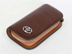 Toyota Tan Leather Zipper KeyChain Wallet