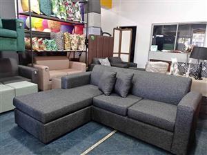 L-shaped interchangeable daybed couch- charcoal grey