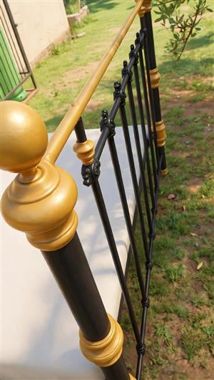 Antique Victorian Brass and Cast Iron Double Bed