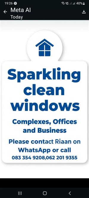 Sparkling clean windows to  Business Complexes and Offices