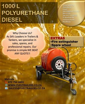 1000L Plastic Fuel mobile tank trailer 