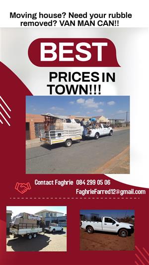 BAKKIE FOR HIRE, MOVING HOUSE, NEED YOU RUBBLE REMOVED. WE CAN ASSIST 