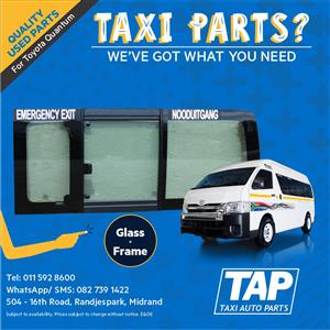 Quality used GLASS + FRAME for Toyota Quantum - Taxi Auto Parts quality used spares - TAP