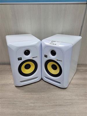 KRK Rokit RP6 G3 Active Studio Monitors in white.
