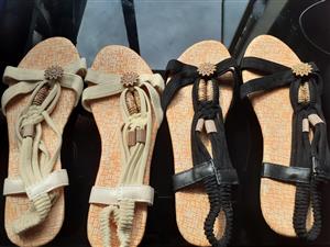 Summer Beaded Beach Shoes Flat Bohemian Women's Shoes Wedge Sandals