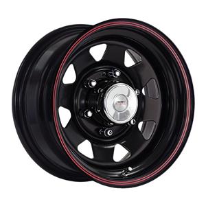 15″ A-Line Black Spoke with Red Pinstripe Alloy Wheels