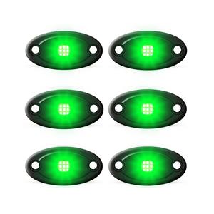 Universal Aluminium 9-LED Rocklights (Green) - 6 pack