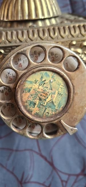 Vintage/Antique brass and gilt cast metal rotary dail phone - French victorian s