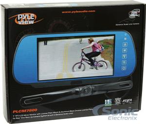 Pyle PLCM7800 - 7 inch TFT/LCD Mirror Monitor with License Plate Mount Rearview Reverse Color Camera 