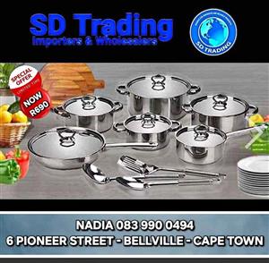 15-Piece Heavy Bottom Stainless Steel Cookware Set