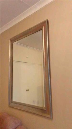BEAUTIFUL  Huge Silver Grey Bevelled Mirror 1200x800 - Immaculate condition CRESTA
