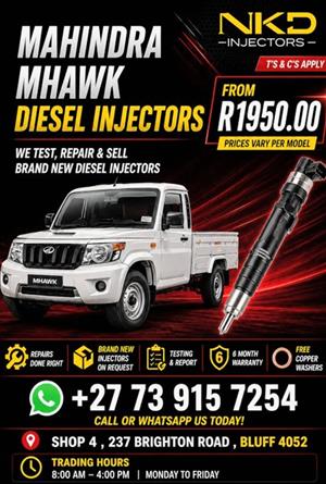 Certified Mhawk Mahindra injectors on special at a great price 