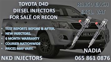 TOYOTA D4D 2KD DIESEL INJECTORS FOR SALE. REBUILT AND TESTED